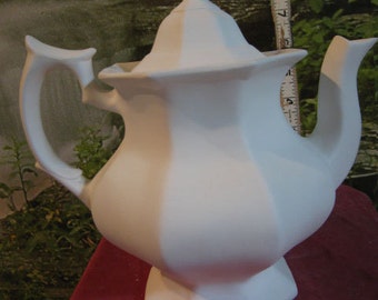 Large Teapot, Fancy Teapot, Octagoon Teapot, Collectible Teapot, Vintage Teapot,Ceramic Bisque,Ready to paint, U-paint