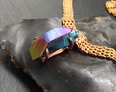 Titanium Quartz Shard Necklace - Brass