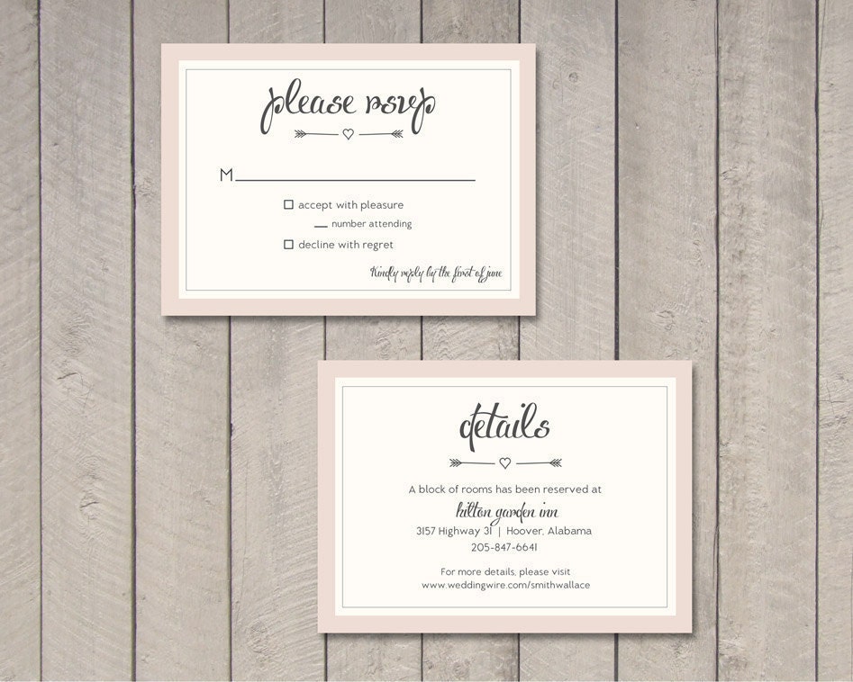 Wedding Invitation RSVP Details Card Printable by Vintage