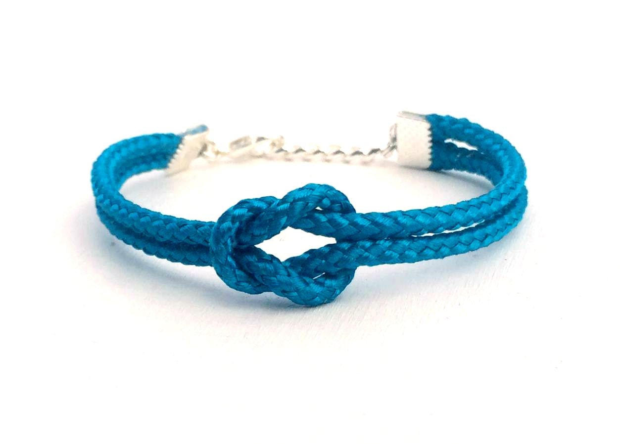Adjustable Nautical Rope Knot Bracelet Shiny Turquoise Tie The