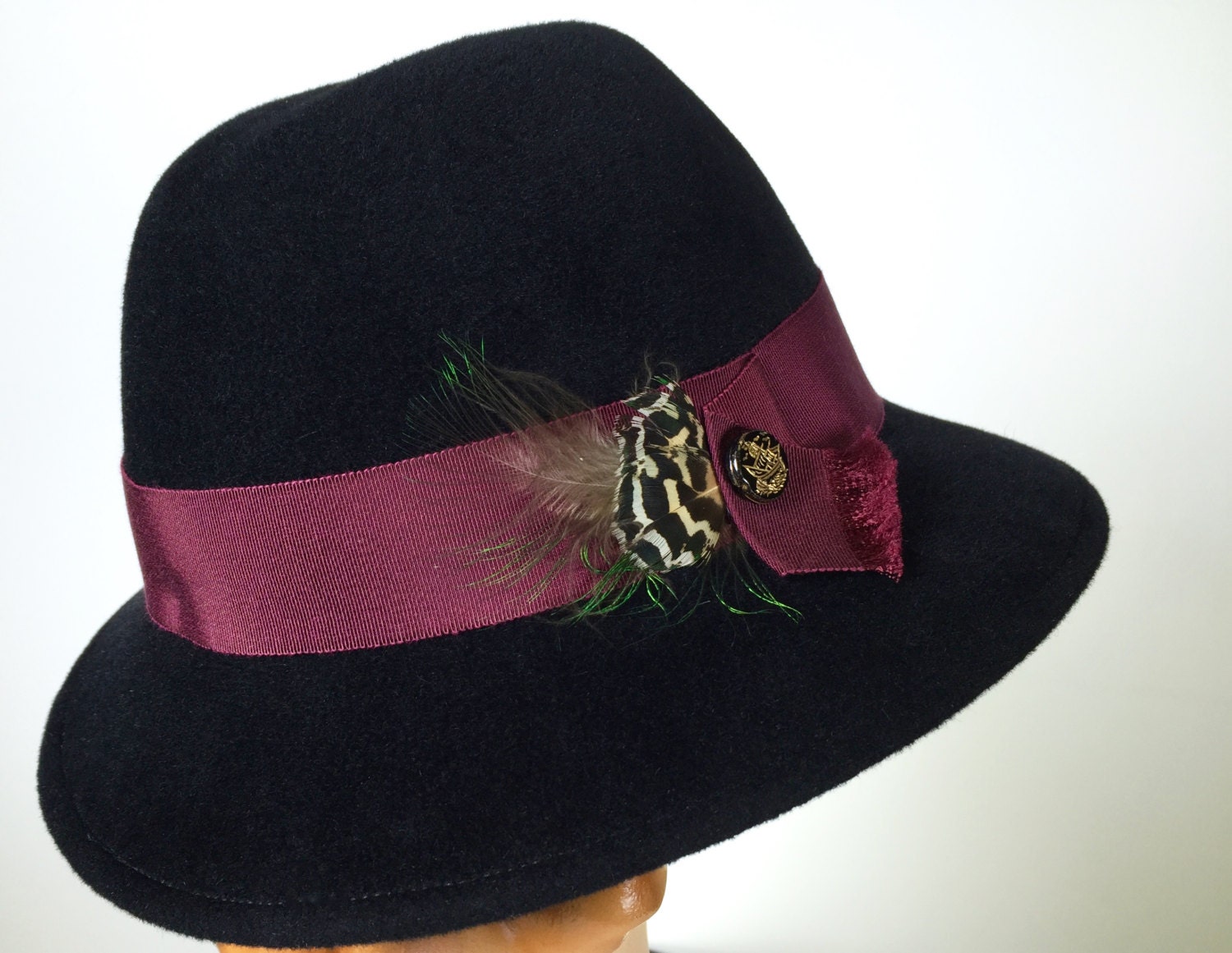 Black Fur Felt Women's Fedora Vintage Style Women's