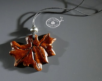 Attractive Handcarved Wooden Leaf Pendant