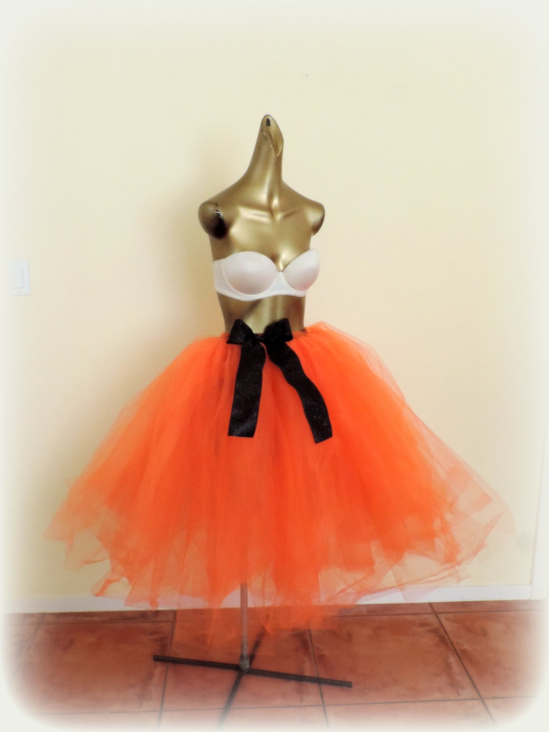 adult orange and black tutu