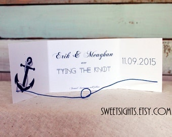 Nautical tying the knot save the date set of 25, tie the knot, save the date cards, nautical save the dates, nautical wedding, anchor cards