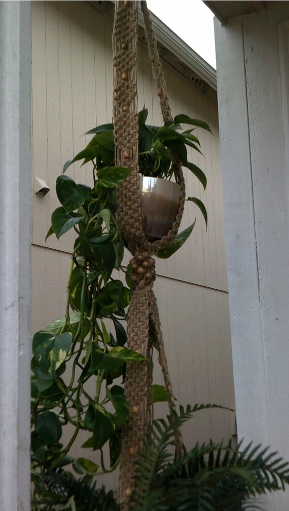 Extra large Macrame' double plant hanger natural jute and