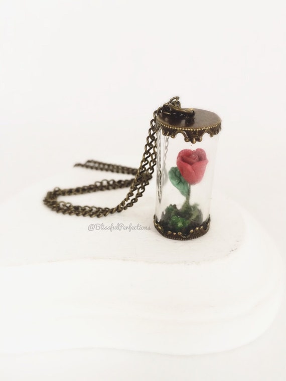 Enchanted Rose Necklace Beauty and the Beast Rose Rose
