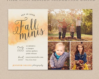 Fall Mini Session Template - Photography Marketing board - Fall Minis Psd template - INSTANT DOWNLOAD - Watercolor Fall MFS005