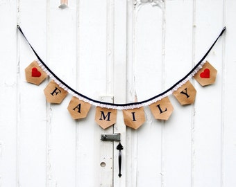 Burlap & Lace FAMILY Pennant Banner