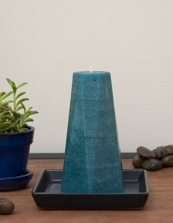 Teal Pillar Candle Hexagon by NordicCandle on Etsy