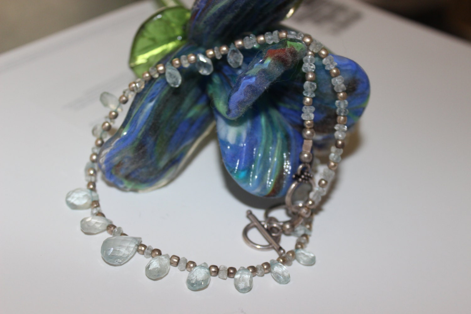 Mermaid Necklace Aquamarine Gemstones Sterling Silver Aqua