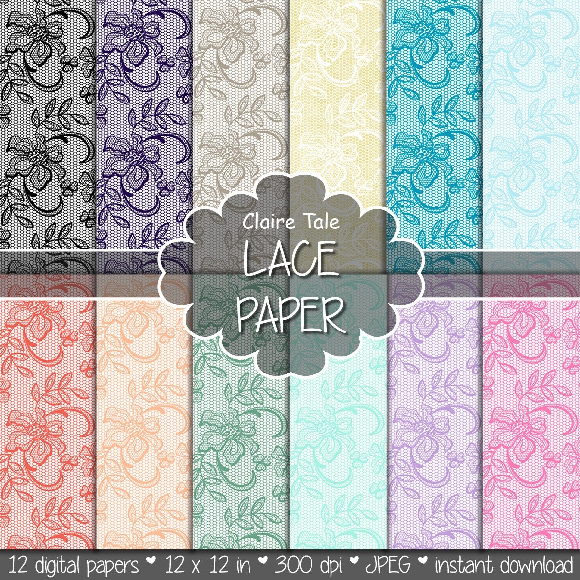 Lace digital paper LACE PAPER with pink