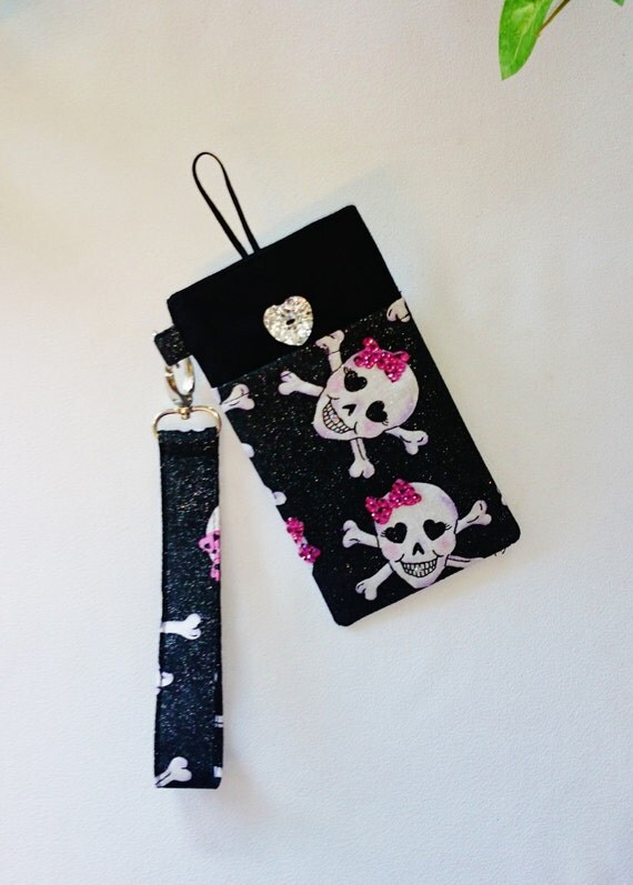 Large Padded Cell Phone IPhone Case Gadget Case Black and Pink