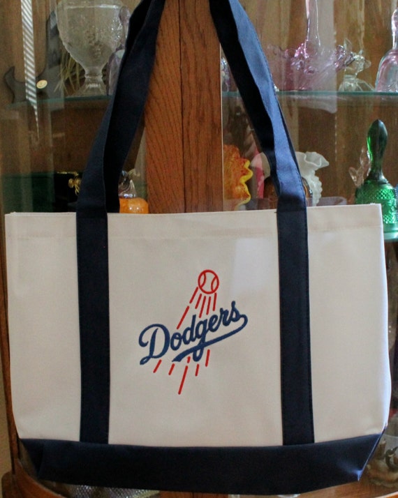 Dodgers Embroidered Tote Bag by mimisinstitches on Etsy