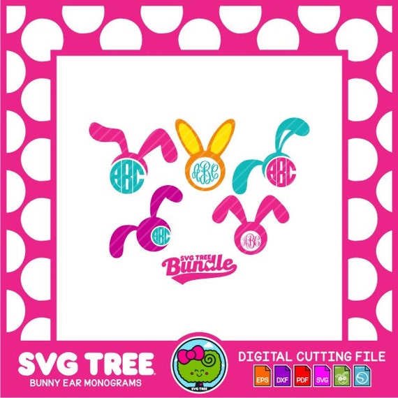 Download Bunny Ears Monogram Frame Rabbit Ears SVG Files DXF by SVGTREE