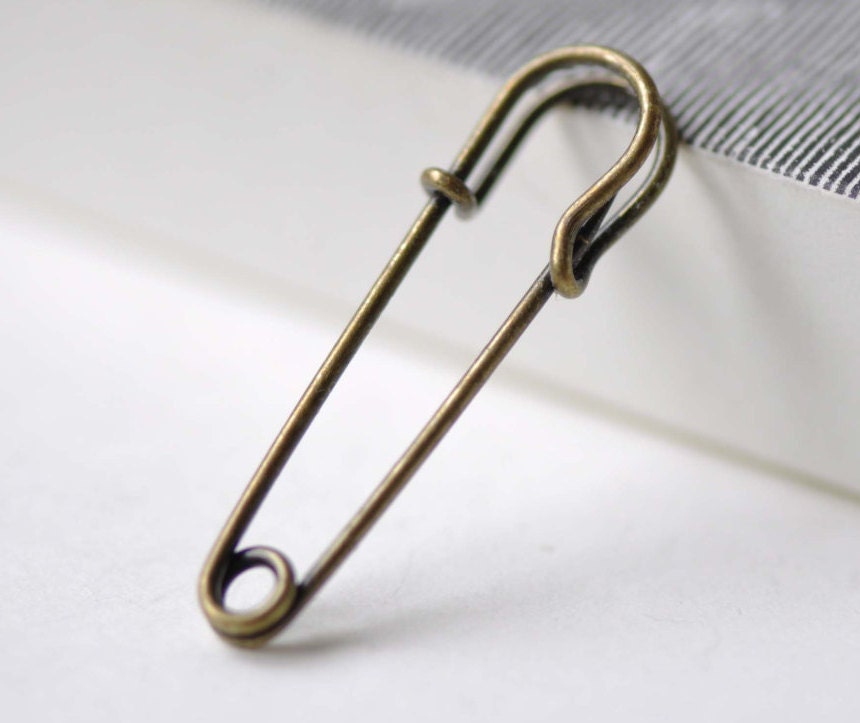 10 pcs Antique Bronze Kilt Pin Safety Pins Brooch 10x60mm