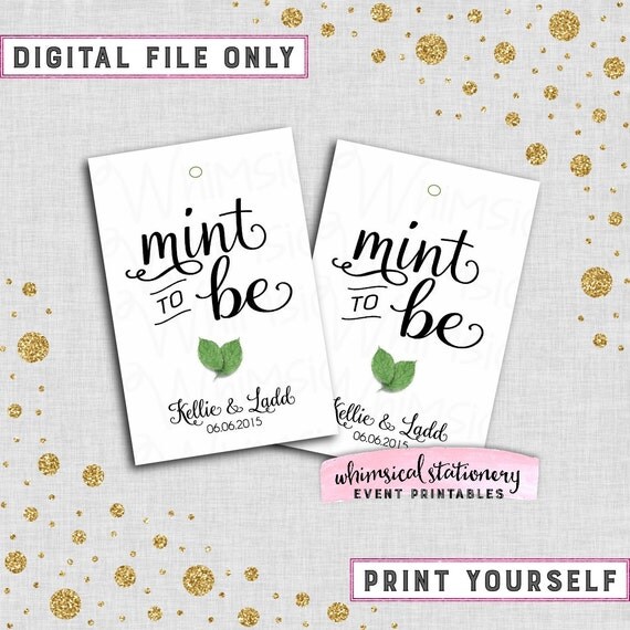 Mint to Be Mints Favor Tags "Swirly II" (Printable File Only) Fresh