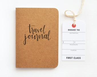 Pocket Travel Journal, Small Calligraphy Travel Notebook | Hand Lettered Traveler's Journal