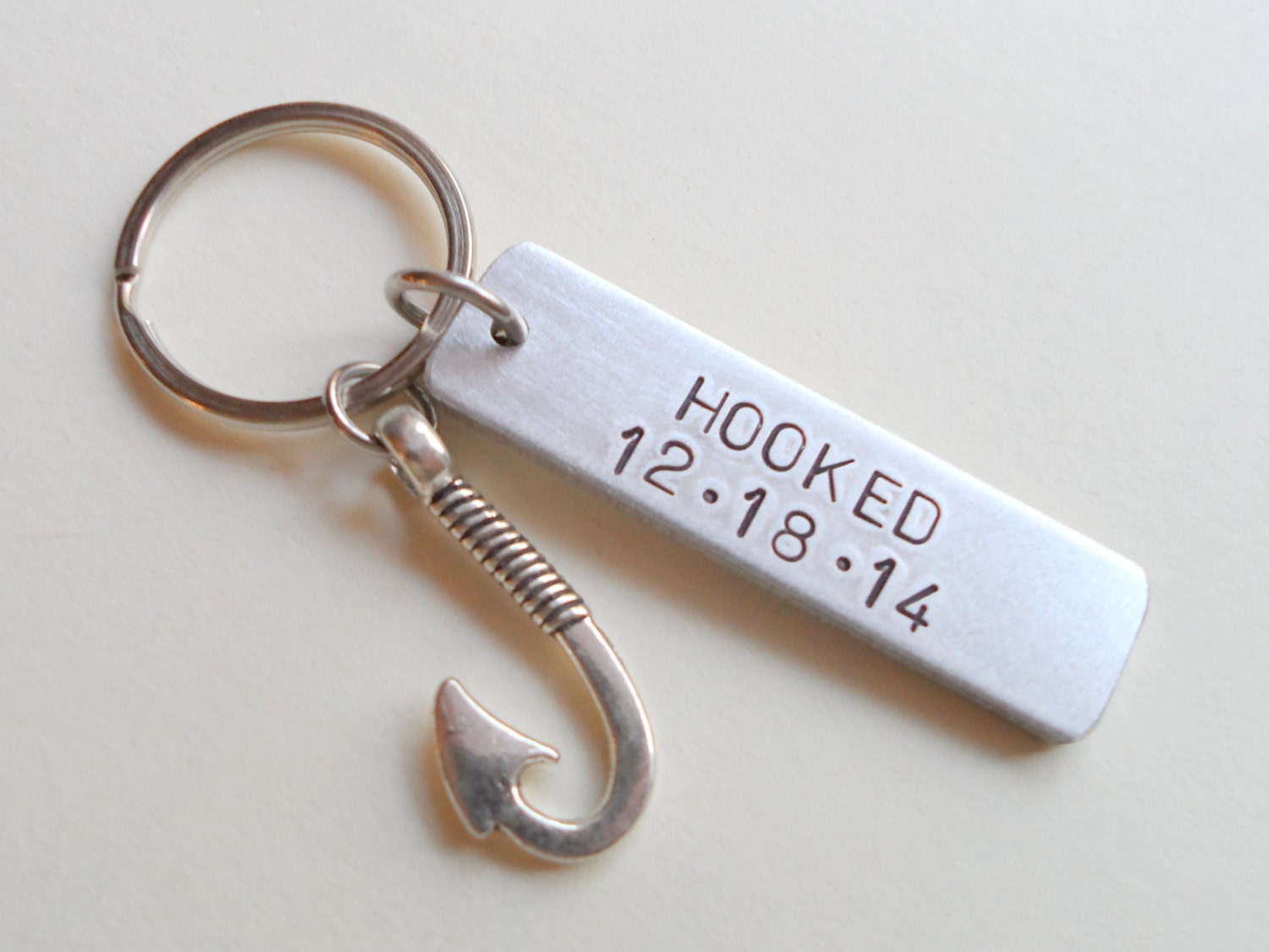 Anniversary Keychain Fish Hook Keychain Couples Keychain