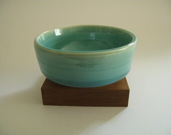 Porcelain Tea Bowl with Turquoise Glaze