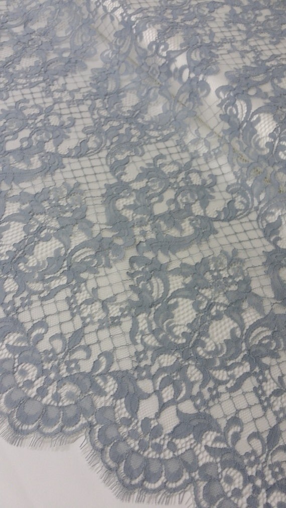 Gray Lace Fabric by the yard French Lace Chantilly by LaceToLove