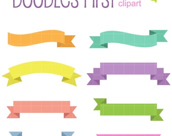 Simple Ribbon Set Digital Clip Art for Scrapbooking Card Making Cupcake Toppers Paper Crafts
