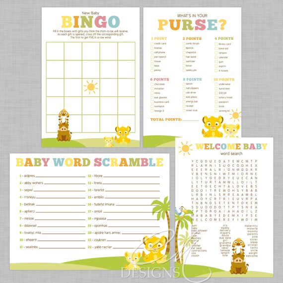 Baby Lion King Baby Shower Game Bundle by DesignsbyCassieCM