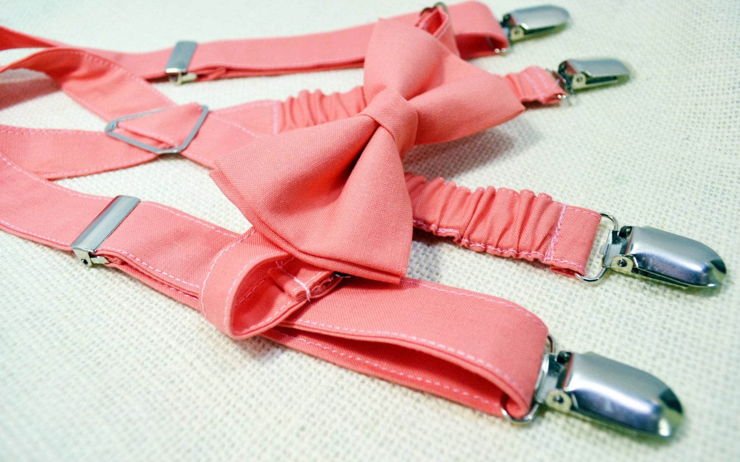 Coral bow tie and Suspender Set for baby/toddler/teen/adult