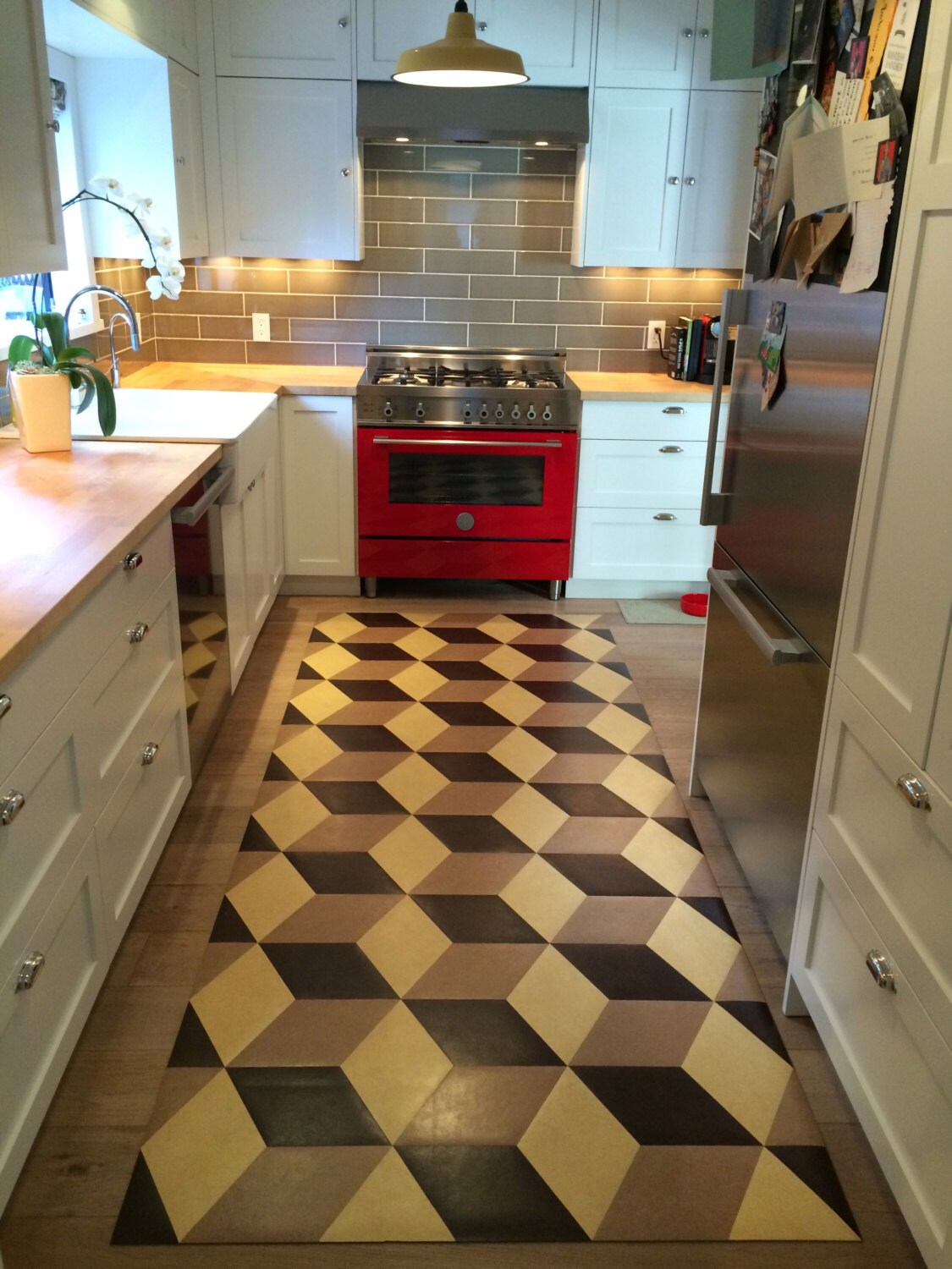 Block Hand-Cut linoleum inlay functional practical low profile