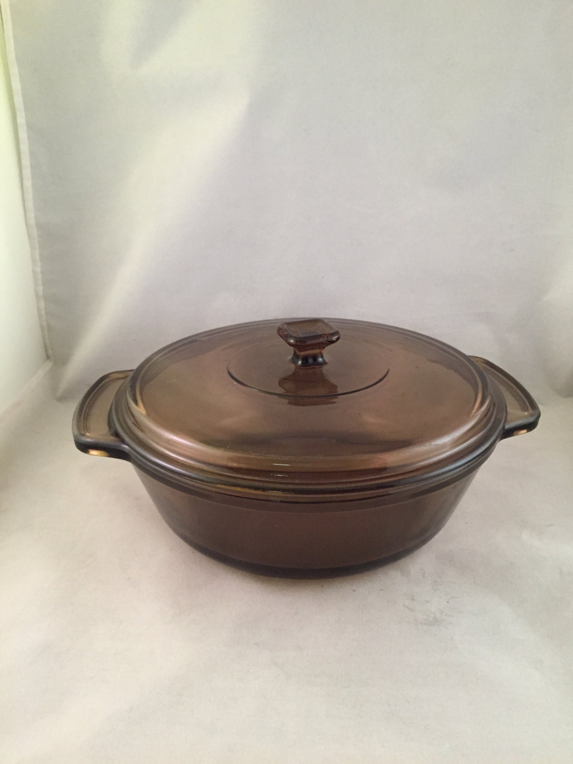 Vintage Anchor Hocking Clear Brown Glass Casserole Dish With Lid 2