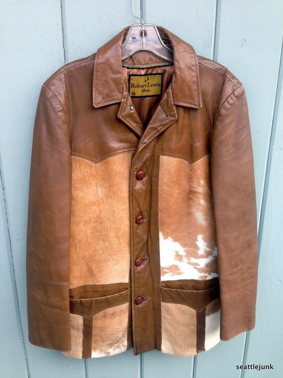 70's Vintage Pony Hair on Leather Jacket Men's 38 by seattlejunk