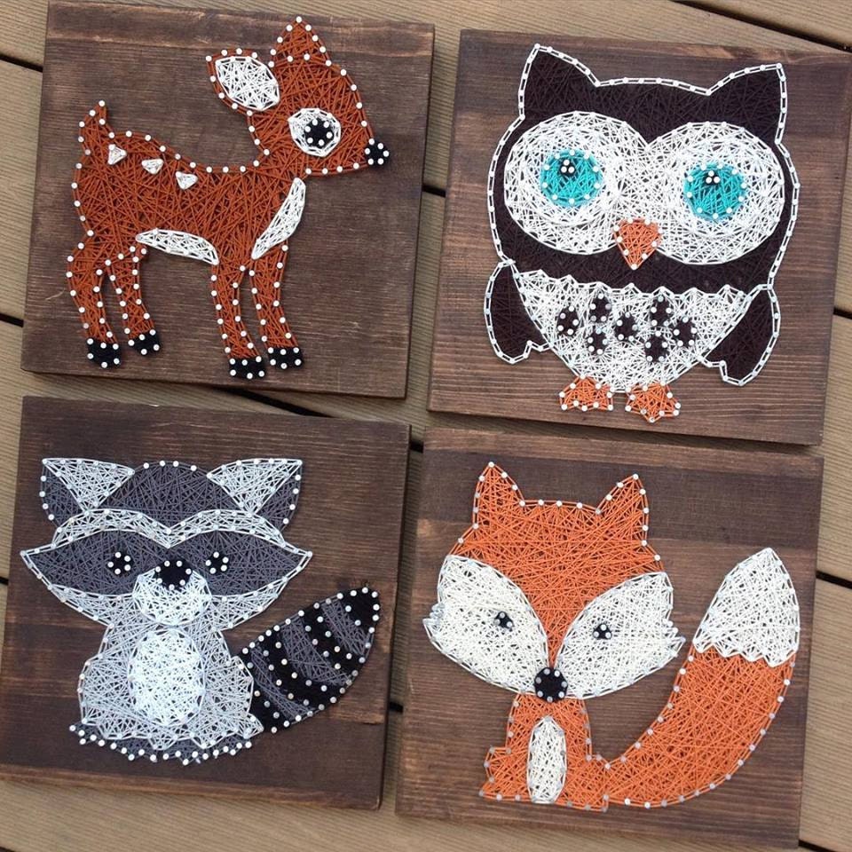 Made to order 4 Woodland Animals String art String art