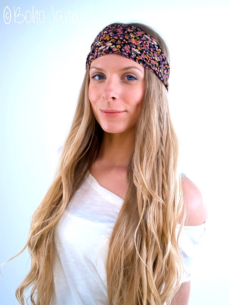 Wide Floral Head Wrap Womens Headband Cute by BohoJangles on Etsy