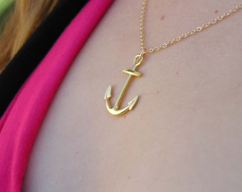 Anchor Necklace - Charm Necklace - Gold Anchor Necklace - Gold Necklace - Anchor Pendant - Nautical Necklace - Anchor Charm - Anchor Jewlery