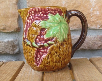 Vintage Majolica pitcher-Japanese-free shipping
