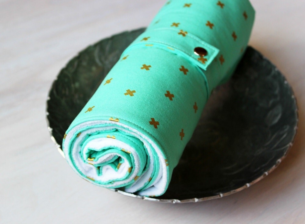 Travel Changing Pad Mint and Gold Baby Play Mat Diaper
