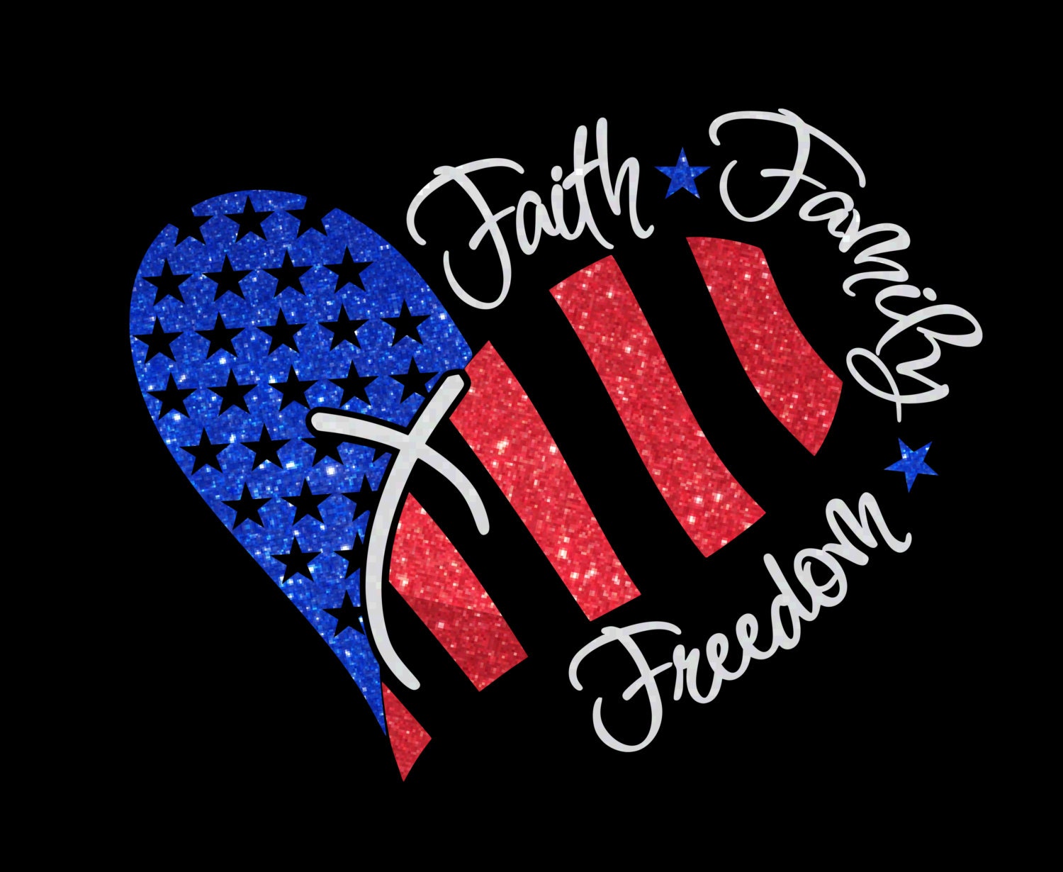Download Faith Family Freedom American Flag Heart Love USA Custom Vinyl