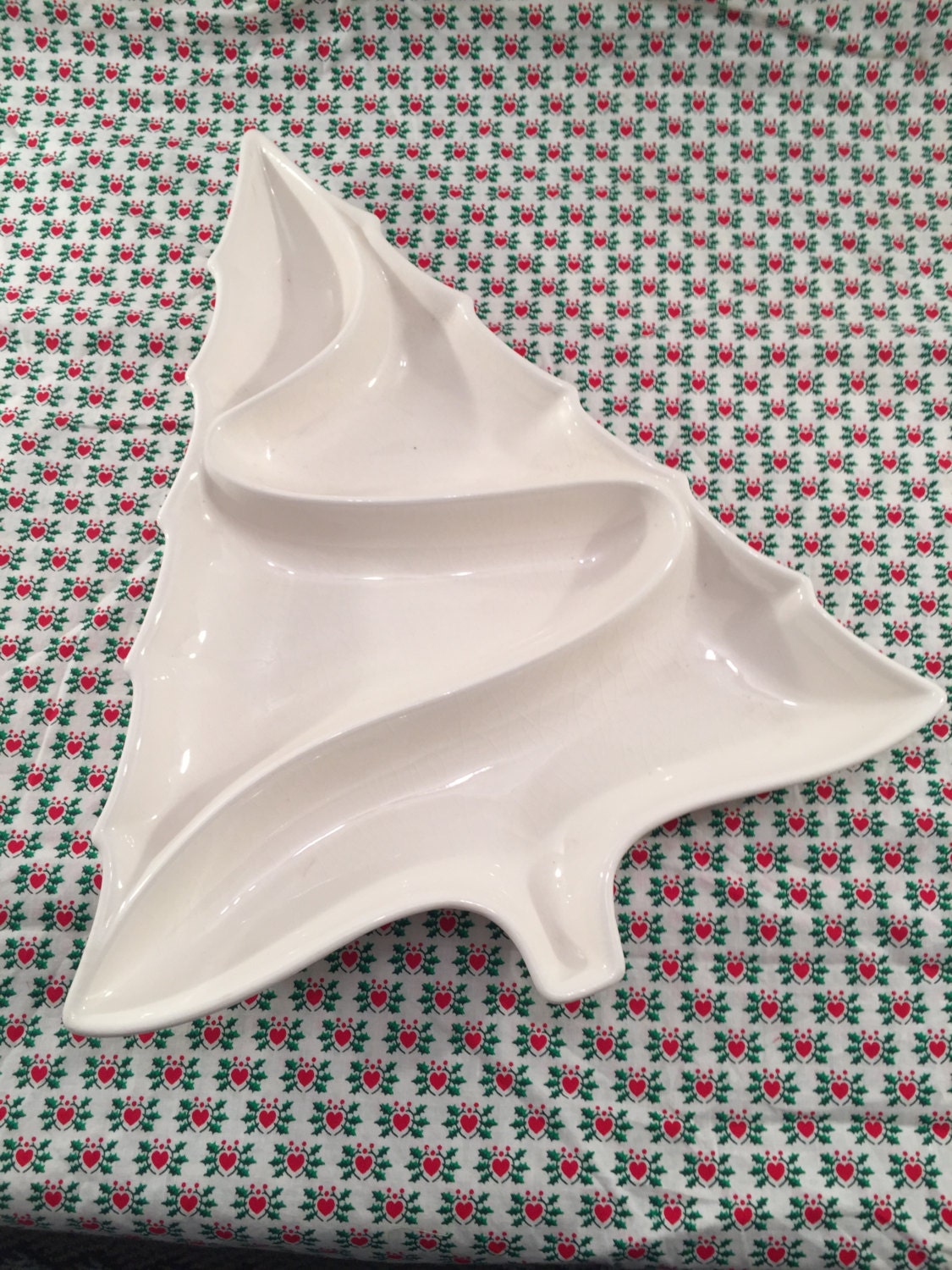 Vintage White Ceramic Christmas Tree Serving Tray Haute Juice