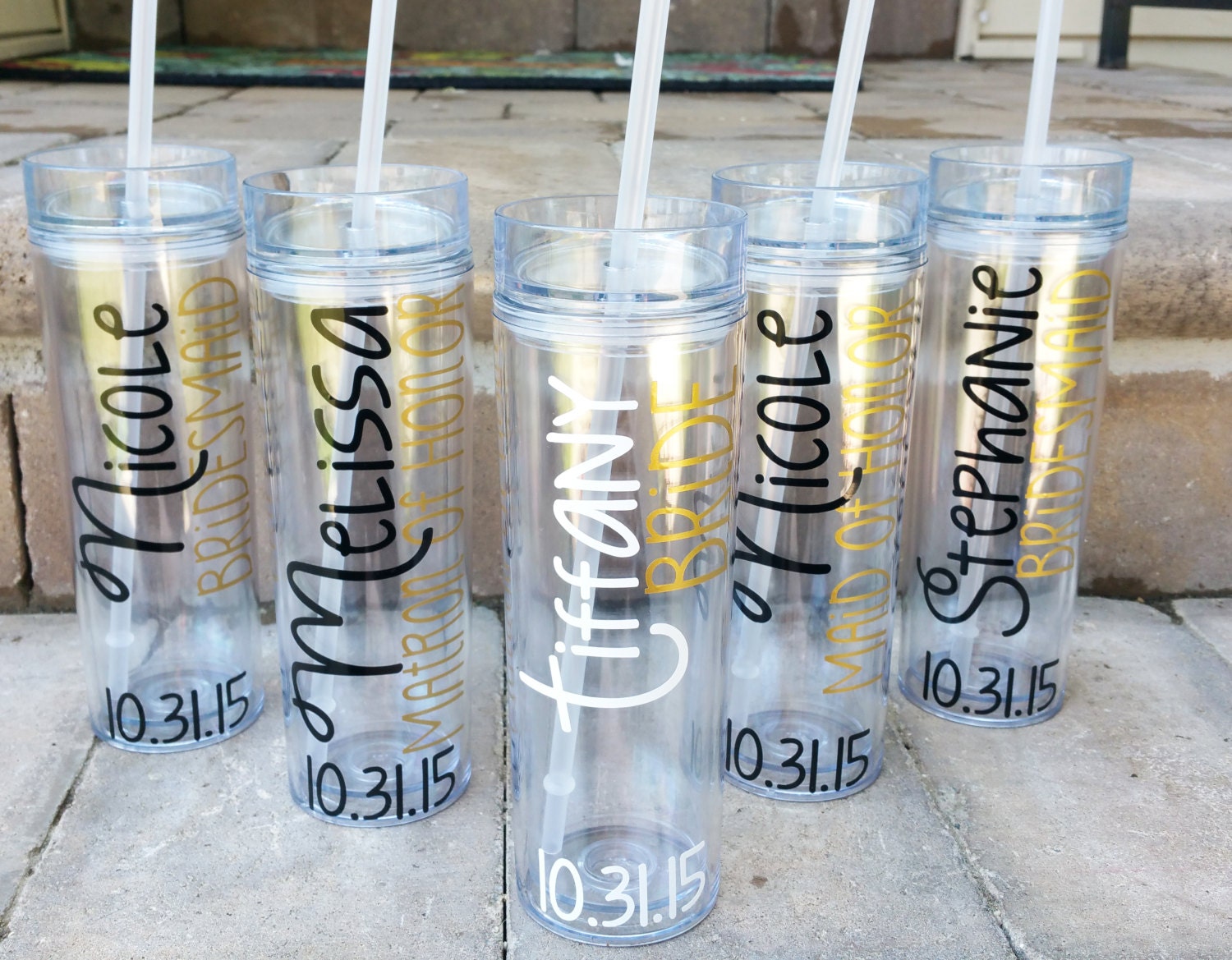 Personalized Bridesmaid Tumblers Wedding Party by WeddingsByLeann