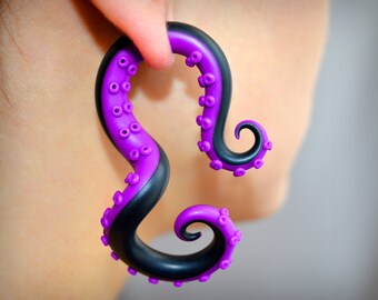 Ursula Fake Gauge or Ursula the Sea Witch Tentacle Earrings, Ursula Plugs, Ursula Ear Plugs, Ursula Earrings, Disney Plugs, Disney Earrings