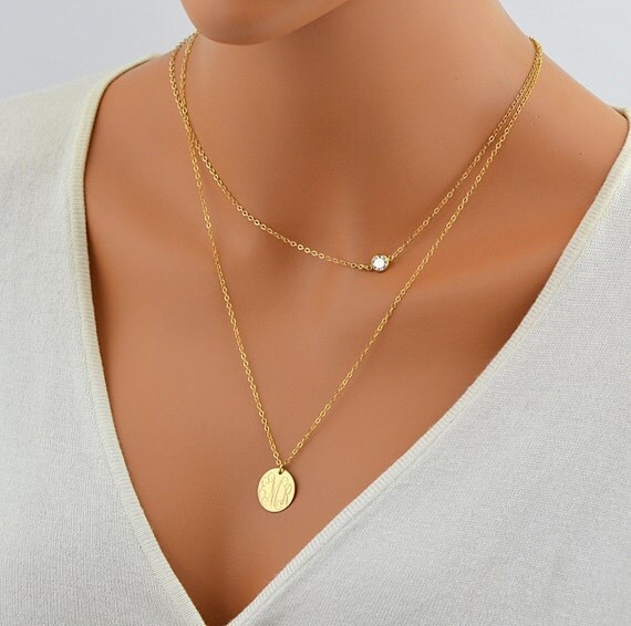 CZ Necklace Delicate Gold Necklace Tiny Diamond Necklace