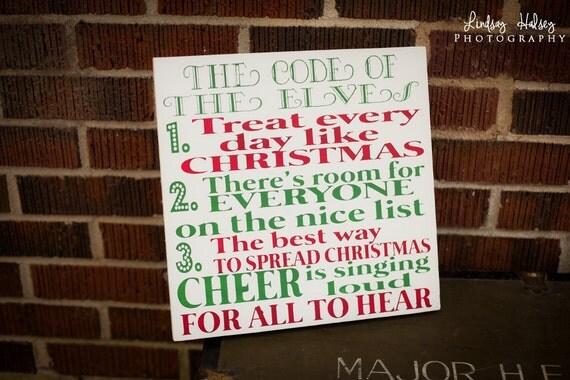 Elf Code Christmas Sign 12 x 12 Wood Sign