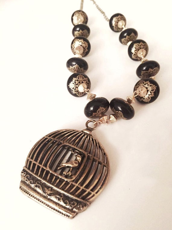 birdcage necklace bird necklace bird cage necklace