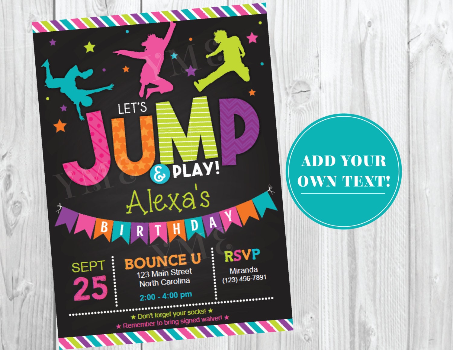 Couples Wedding Shower Invitations Trampoline Party Invitations
