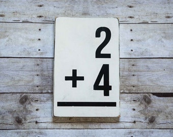Flashcard, flashcard wood sign, family number sign, neutral decor, flashcard sign, painted flash card