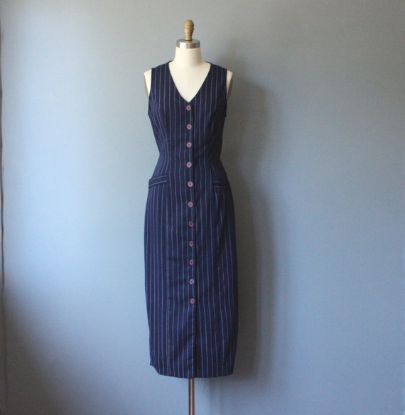 vintage suit dress / pinstripe dress / xs