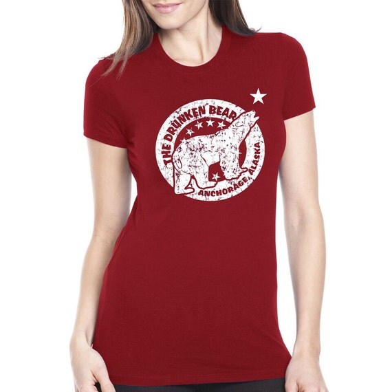 WOMENS Vintage Drunken Bear T-Shirt drinking by CrazyDogTshirts