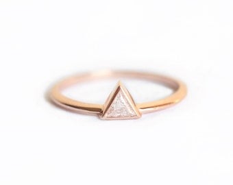 Rose Gold Diamond Engagement Ring, Rose Gold Trillion Diamond Ring, Triangle Diamond Ring, Triangle Engagement Ring, Simple Engagement Ring