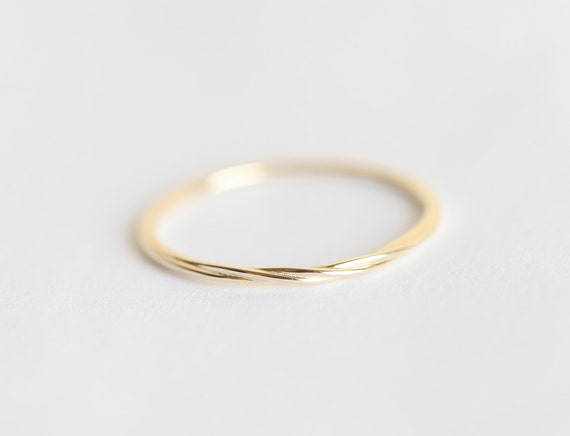 Twisted Band, Twisted Ring, Gold Rope Ring, Thread ring, Simple Thin ...