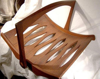 Jens Quistgaard Staved Teak Magazine Rack or Holder 1960s Danish Modern