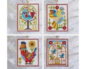 12 Days of Christmas ornaments and sampler - Satsuma Street modern cross stitch pattern PDF - Instant download